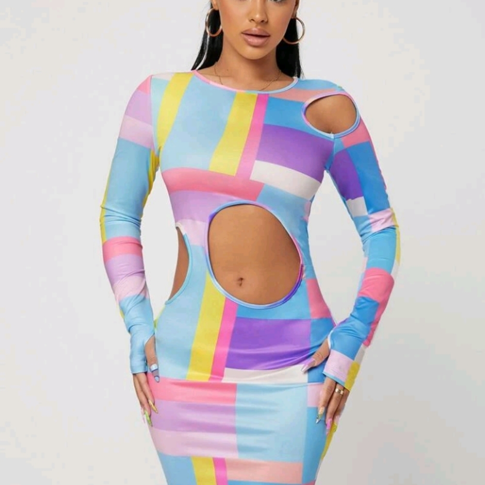 Great Xmas Gift Cut out fingerless glove sleeves dress